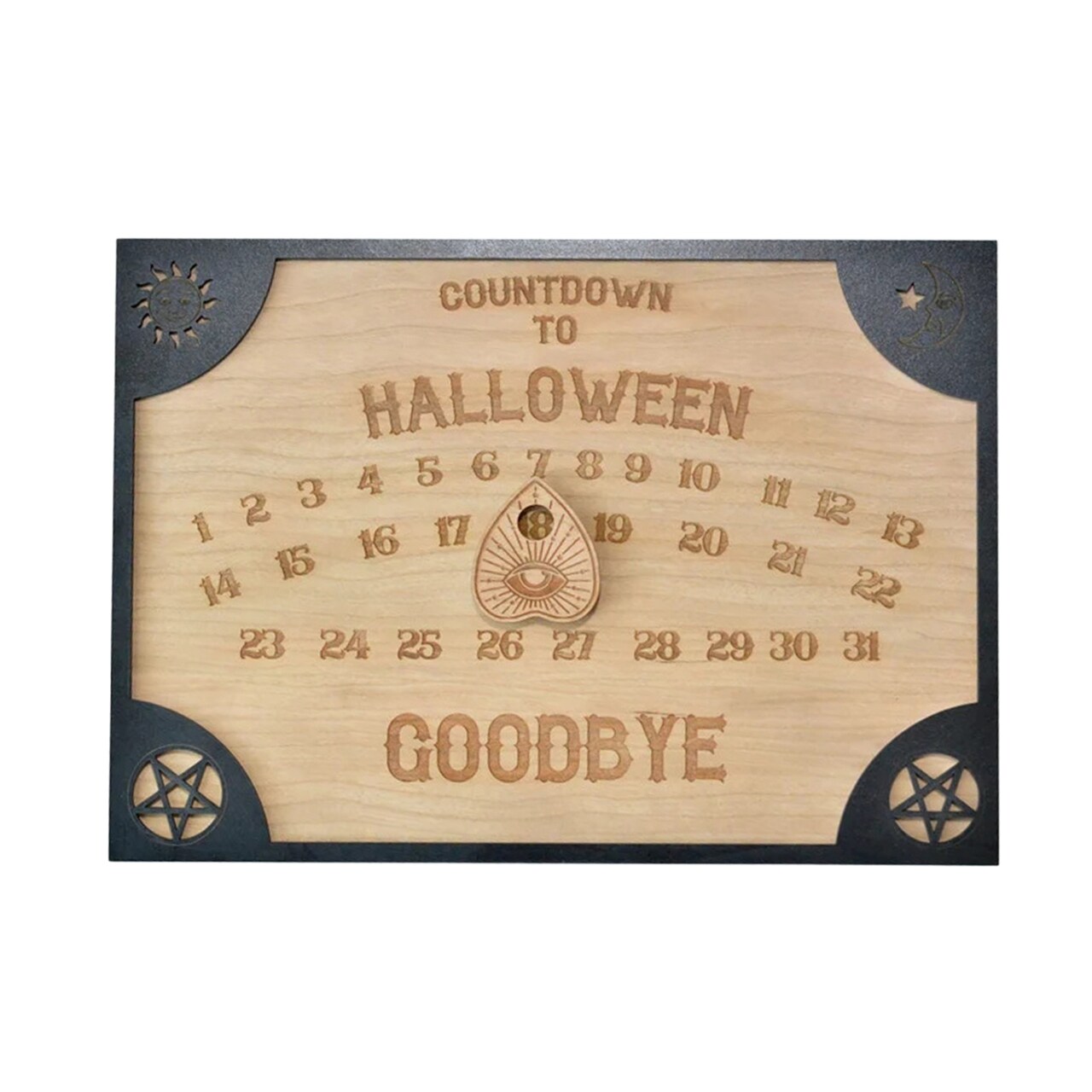 Halloween Advent Calendar Farmhouse Rustic Heavy Duty Wood 31 Days Countdown Calendar Desktop Hanging Decoration